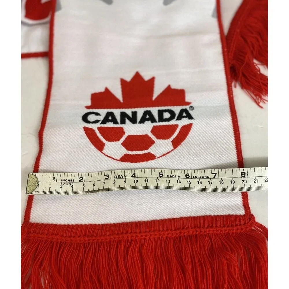 Canada Knit Scarf Muffler Team Hockey Fan Reversible CIBC Sponsor Fringe
